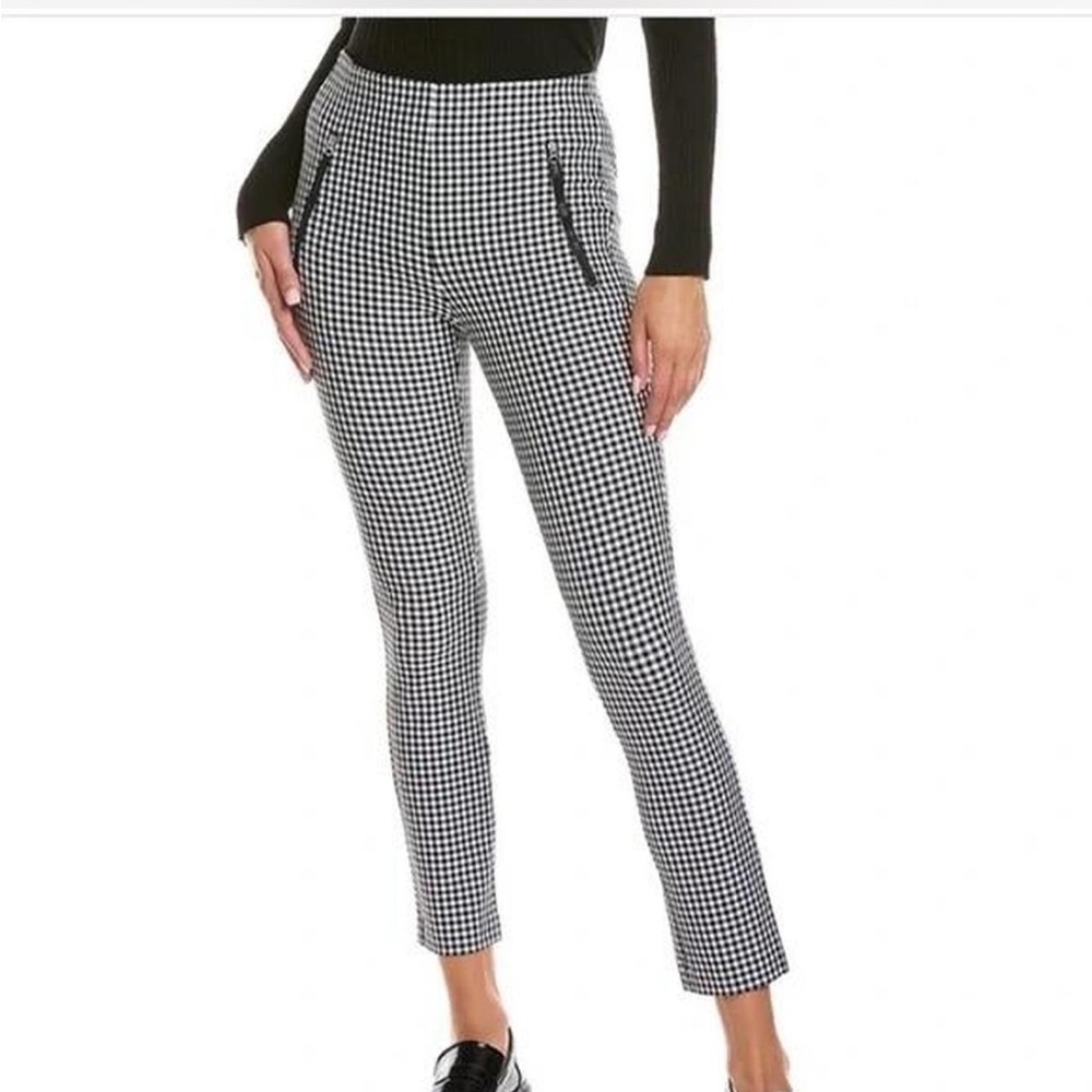 Rag and bone black white check gingham plaid zipper pants skinny 8